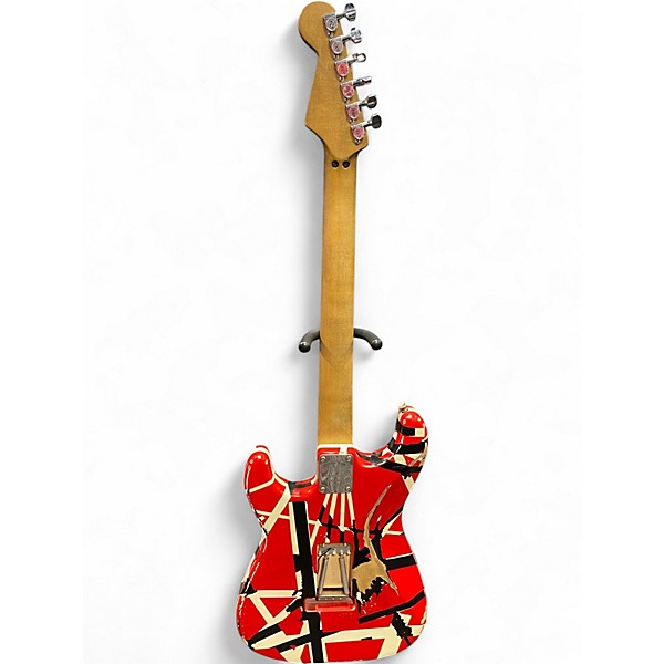 Used EVH Striped Series Frankie Red with Black Stripes Solid Body Electric Guitar