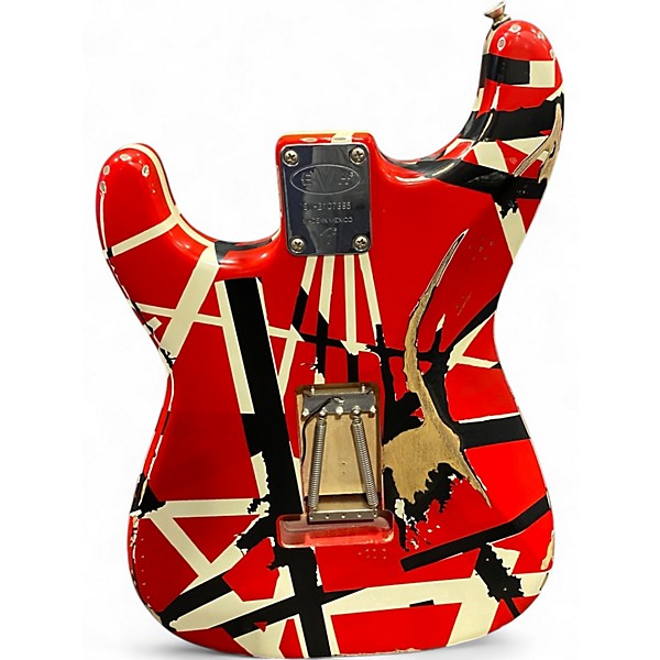 Used EVH Striped Series Frankie Red with Black Stripes Solid Body Electric Guitar