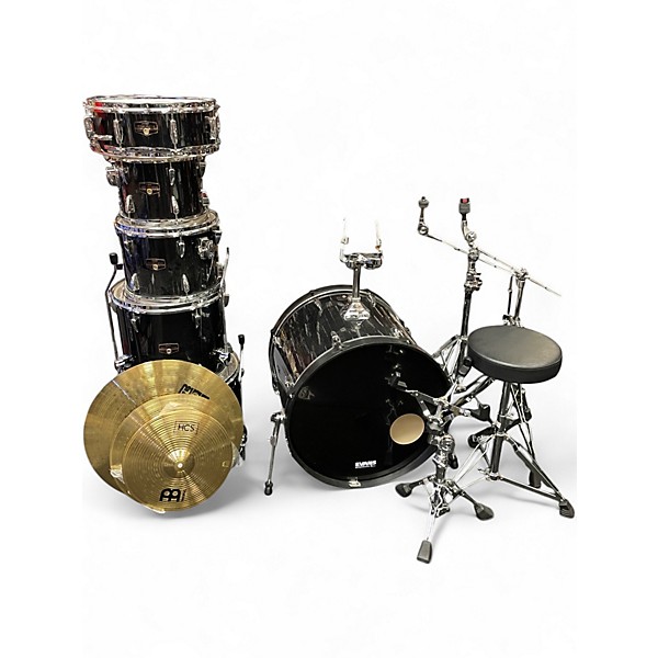 Used TAMA 6 Piece Imperialstar Hairline Black Drum Kit