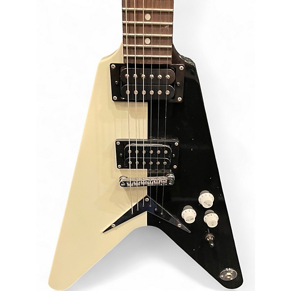 Used Dean Michael Schenker MS ST Flying V Black & White Solid Body Electric Guitar