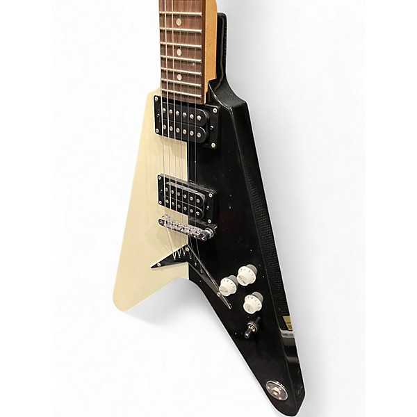 Used Dean Michael Schenker MS ST Flying V Black & White Solid Body Electric Guitar