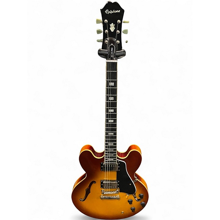 Used Epiphone ES335 Pro Amber Hollow Body Electric Guitar Amber