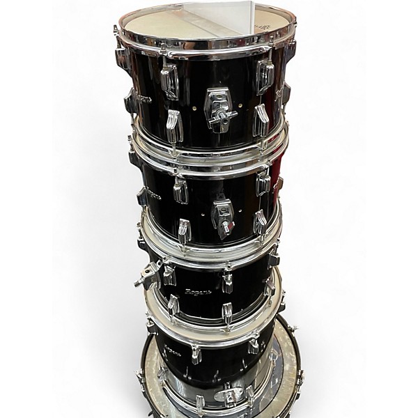 Vintage 1970s Rogers 5 Piece Classic Black Drum Kit