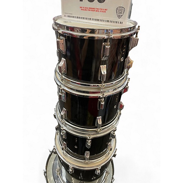 Vintage 1970s Rogers 5 Piece Classic Black Drum Kit
