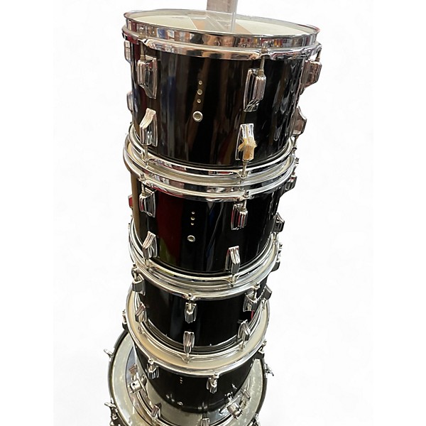 Vintage 1970s Rogers 5 Piece Classic Black Drum Kit