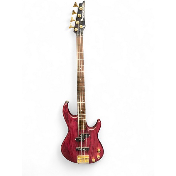 Used Ibanez TRB200-LS Trans Red Electric Bass Guitar