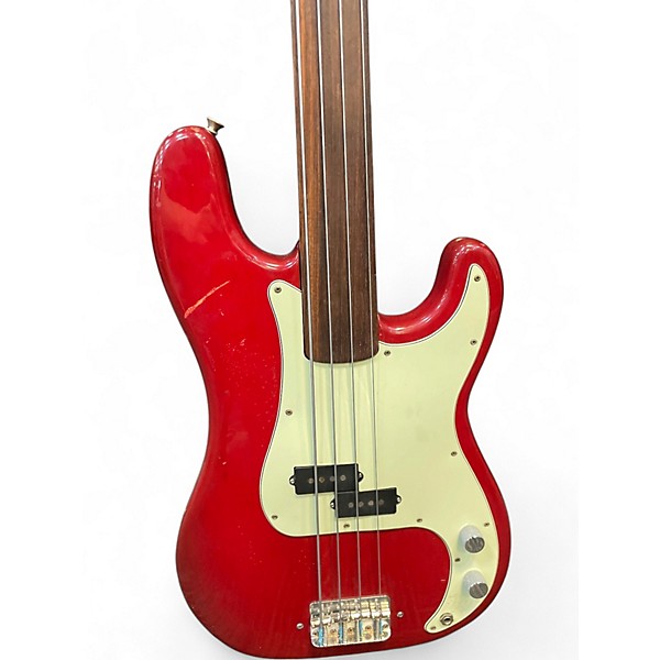 Used 1980s Fender PRECISION BASS Candy Apple Red Electric Bass Guitar