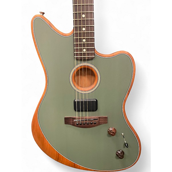 Used Fender Acoustasonic Player Jazzmaster Antique Olive Acoustic Electric Guitar