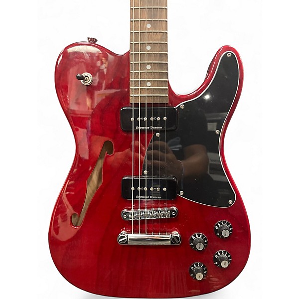 Used Fender JA90 Jim Adkins Thinline Telecaster Crimson Red Transparent Hollow Body Electric Guitar