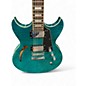 Used Reverend Manta Ray Flametop Turquoise Hollow Body Electric Guitar