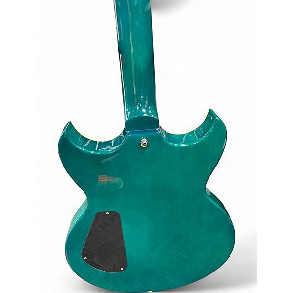 Used Reverend Manta Ray Flametop Turquoise Hollow Body Electric Guitar
