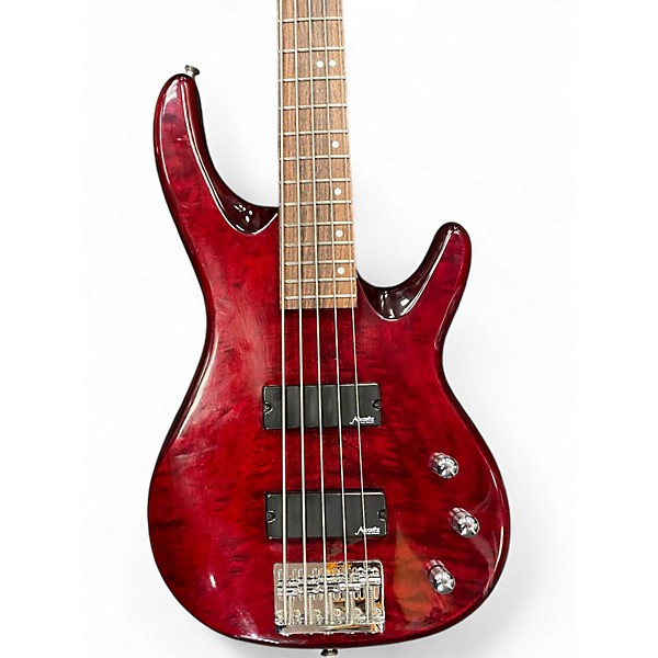 Used Alvarez AEB5 Trans Red Electric Bass Guitar
