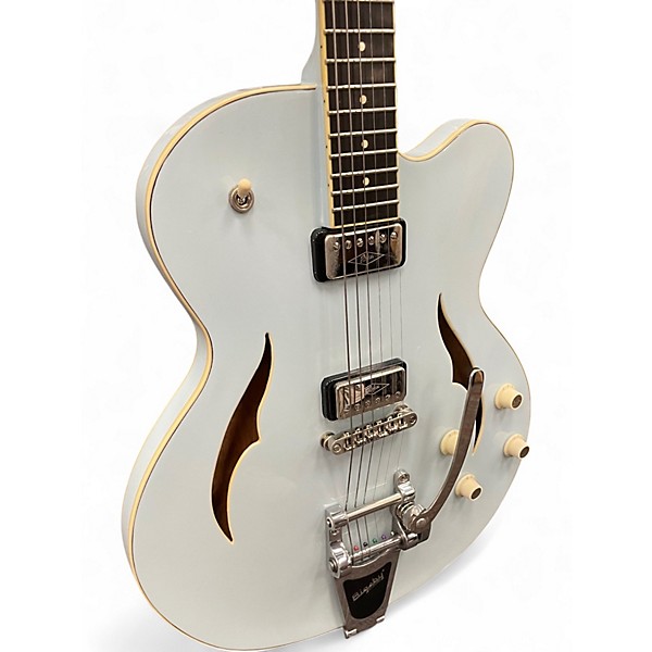 Used Hofner Verythin Single Cutaway Sky Blue Hollow Body Electric Guitar