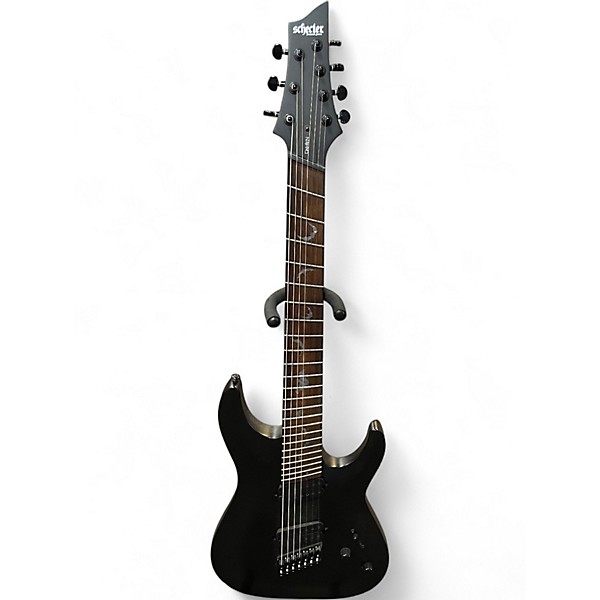 Used Schecter Guitar Research Damien 7 Multi Scale Black Solid Body Electric Guitar