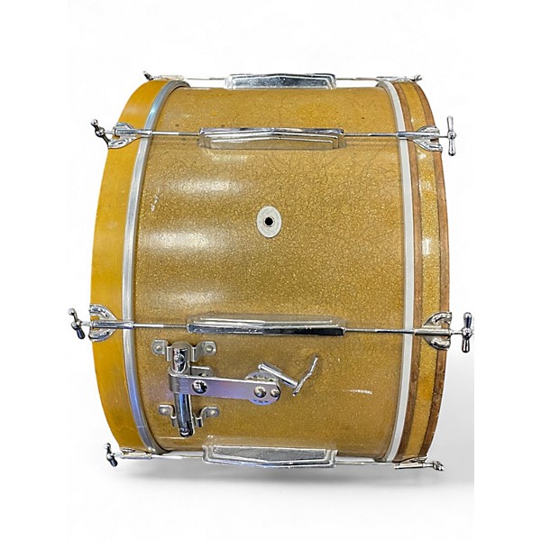 Vintage 1949 Ludwig 3 Piece 1949 DRUM KIT WHITE OVAL ELKHART BADGES GOLD SPARKLE Drum Kit