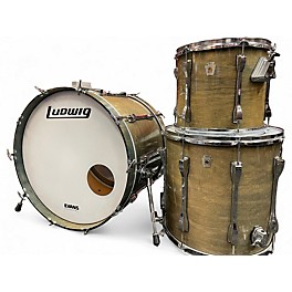 Used Ludwig 3 Piece 80s Keystone Emerald Gloss Natural Drum Kit