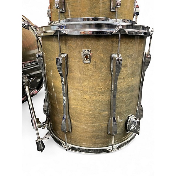 Used Ludwig 3 Piece 80s Keystone Emerald Gloss Natural Drum Kit