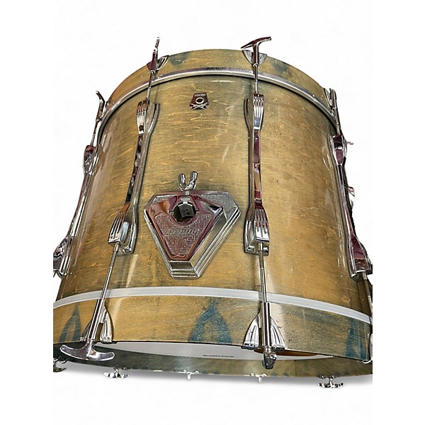 Used Ludwig 3 Piece 80s Keystone Emerald Gloss Natural Drum Kit