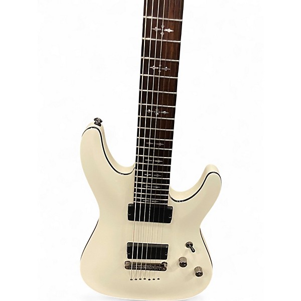 Used Schecter Guitar Research Demon 7 String Antique White Solid Body Electric Guitar