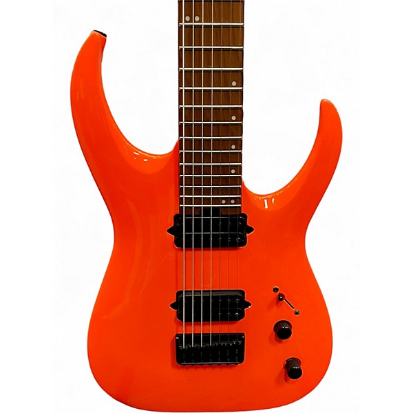 Used 2020 Jackson Misha Mansoor HT7 Juggernaut Carmelized Maple neon orange Solid Body Electric Guitar