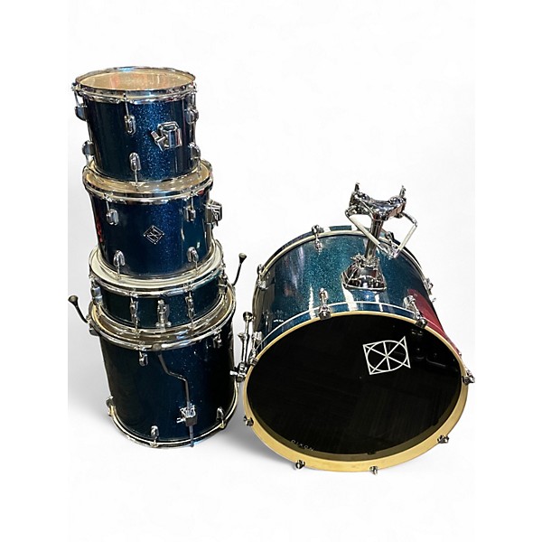 Used Dixon 5 Piece SPARK OCEAN BLUE SPARKLE Drum Kit