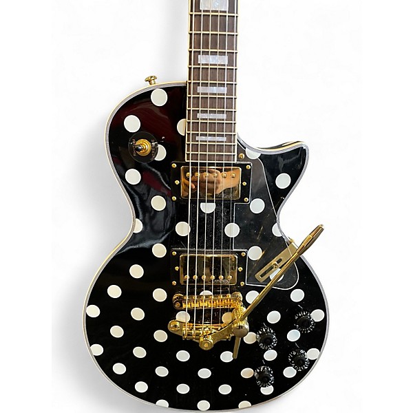 Used Firefly elite Black With White Polka Dots Solid Body Electric Guitar