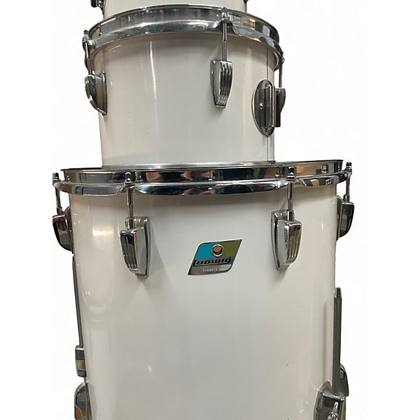 Vintage 1980s Ludwig 6 Piece big beat Classic White Drum Kit
