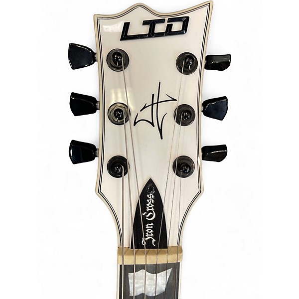 Used ESP LTD James Hetfield Signature Iron Cross Snow White Solid Body Electric Guitar