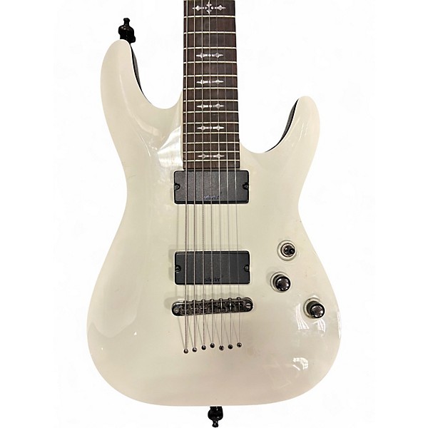 Used Schecter Guitar Research Demon 7 String White Solid Body Electric Guitar