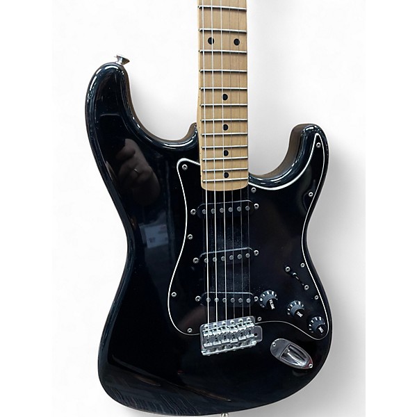 Vintage 1980s Squier Stratocaster Black Solid Body Electric Guitar