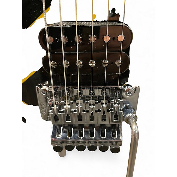 Used EVH Striped Series Electric Guitar Black Yellow Stripes Solid Body Electric Guitar