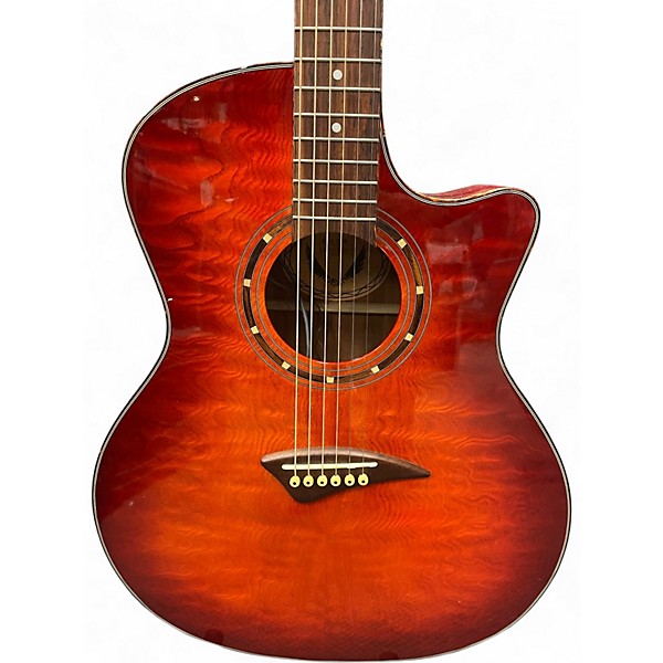 Used Dean EQA TCS Red to Black Fade Acoustic Guitar