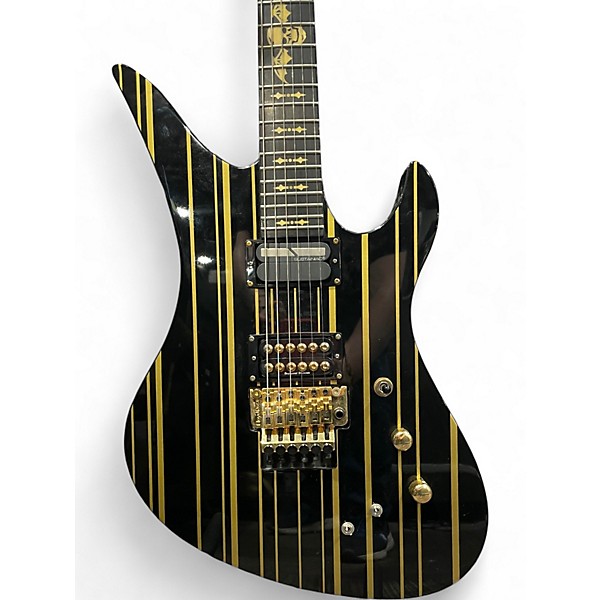 Used Schecter Guitar Research Synyster Gates Signature Custom S Black and Gold Solid Body Electric Guitar