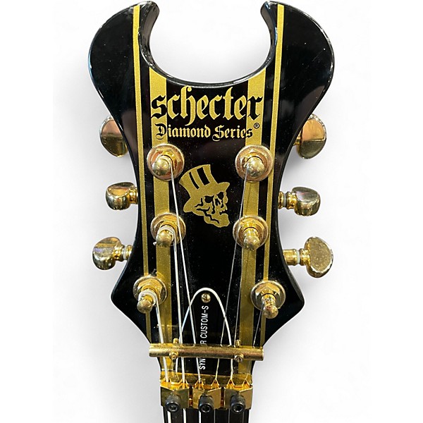 Used Schecter Guitar Research Synyster Gates Signature Custom S Black and Gold Solid Body Electric Guitar