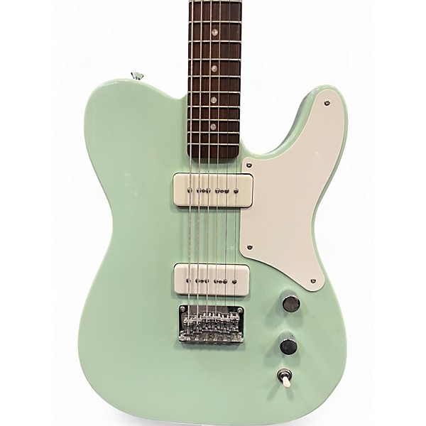 Used Squier Paranormal Baritone Cabronita Telecaster Surf Green Solid Body Electric Guitar