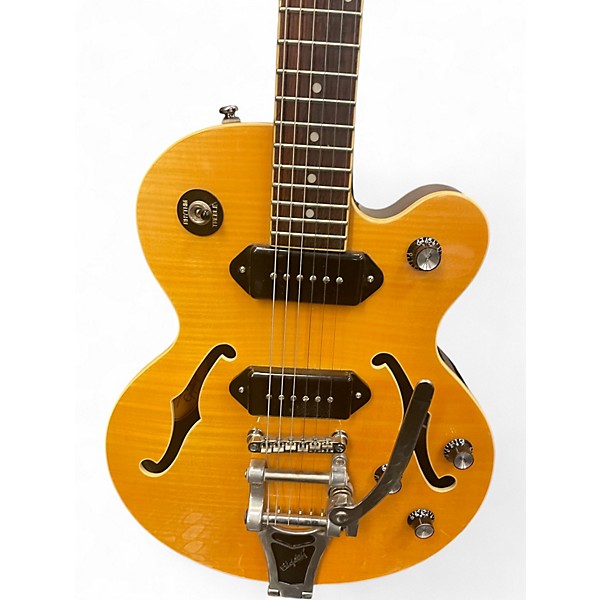 Used Epiphone Wildkat Antique Natural Flame Maple Hollow Body Electric Guitar
