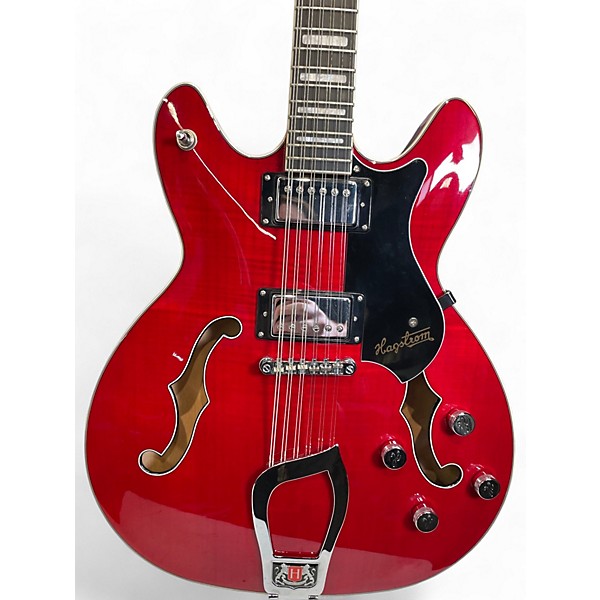 Used Hagstrom VIDLX12 VIKING DELUXE Cherry Hollow Body Electric Guitar
