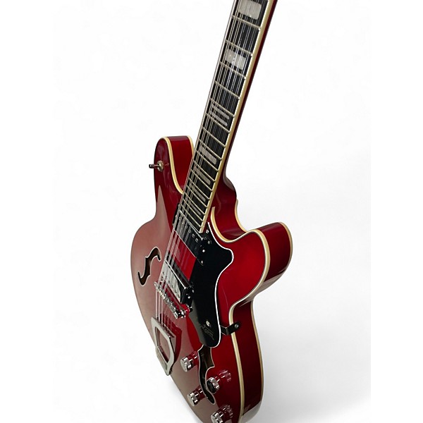 Used Hagstrom VIDLX12 VIKING DELUXE Cherry Hollow Body Electric Guitar