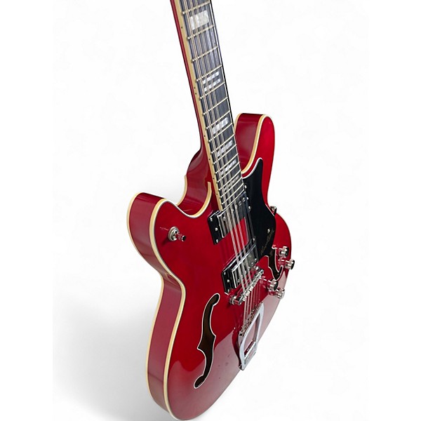 Used Hagstrom VIDLX12 VIKING DELUXE Cherry Hollow Body Electric Guitar