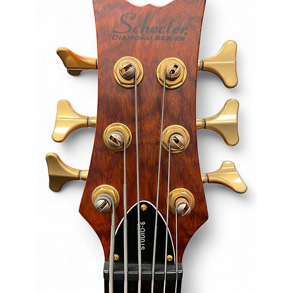Used Schecter Guitar Research Stiletto Studio 6 String Honey Walnut Electric Bass Guitar