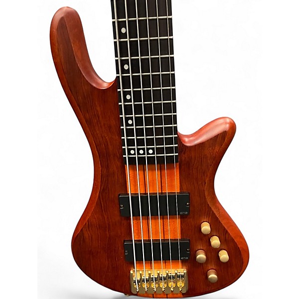 Used Schecter Guitar Research Stiletto Studio 6 String Honey Walnut Electric Bass Guitar