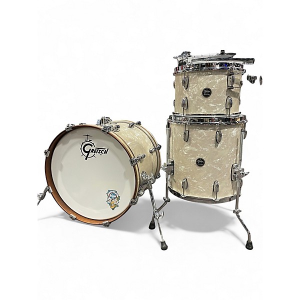 Used Gretsch Drums 3 Piece Renown White Marine Pearl Drum Kit