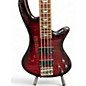 Used Schecter Guitar Research Stiletto Extreme 4 String Trans Crimson Red Electric Bass Guitar