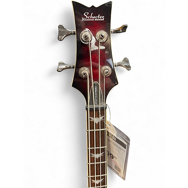Used Schecter Guitar Research Stiletto Extreme 4 String Trans Crimson Red Electric Bass Guitar
