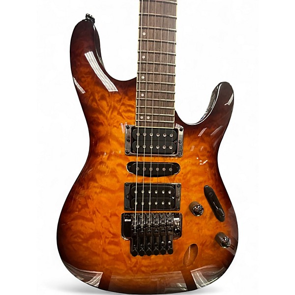 Used Ibanez S670QM AMBER BURST Solid Body Electric Guitar
