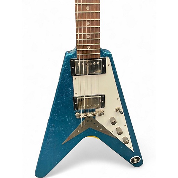 Used Epiphone Flying V Brunswick Blue Sparkle Solid Body Electric Guitar