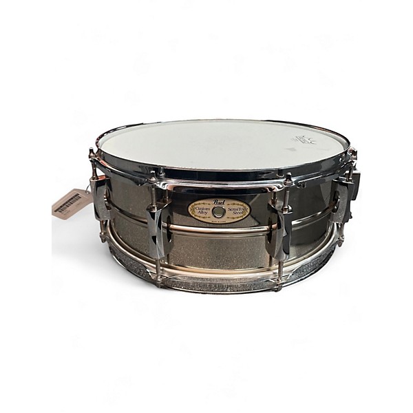 Used Pearl 14in Custom Alloy Sensitone Steel Snare Silver Drum