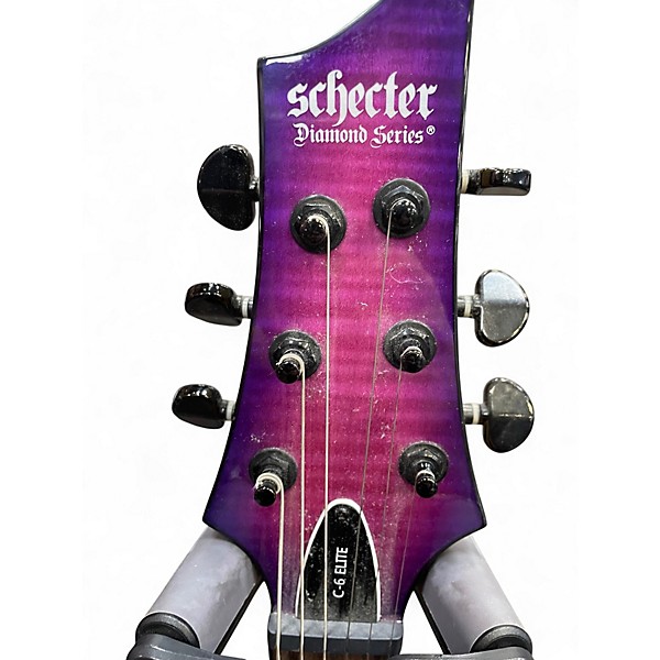 Used Schecter Guitar Research C6 ELITE Trans Purple Solid Body Electric Guitar