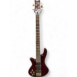 Used Schecter Guitar Research Stiletto Elite 5 String Left Handed Cherry Electric Bass Guitar