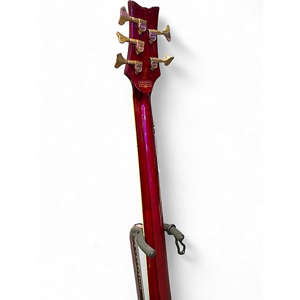 Used Schecter Guitar Research Stiletto Elite 5 String Left Handed Cherry Electric Bass Guitar